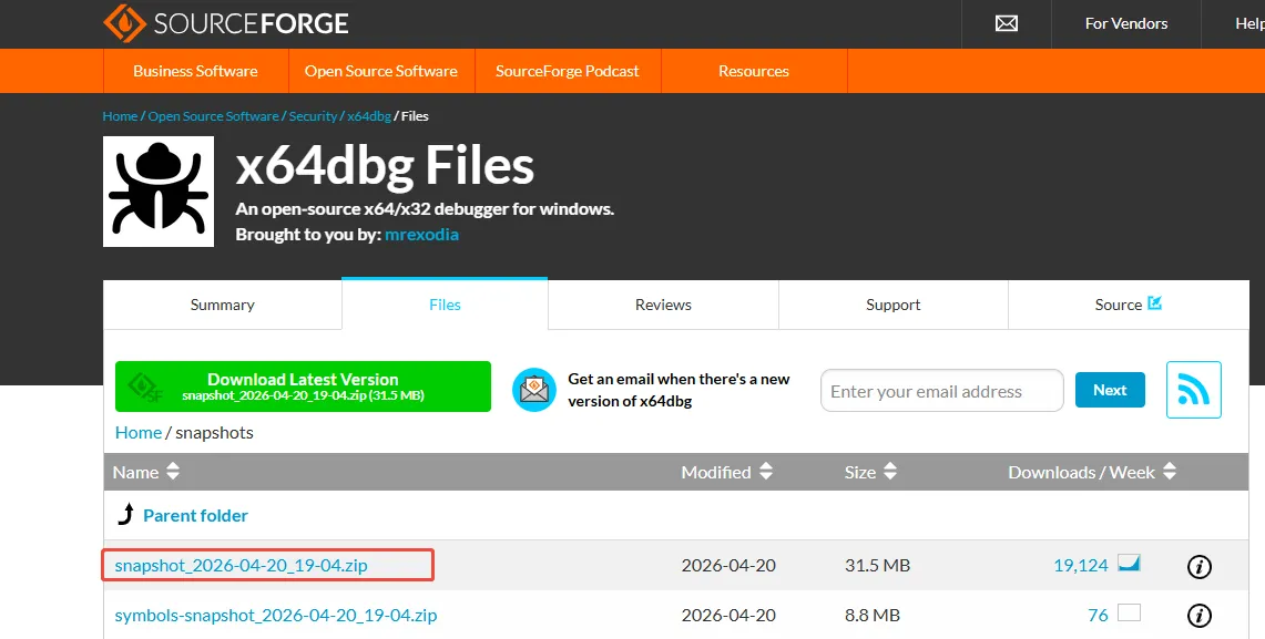 x64dbg 官网下载页面